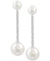 Effy Collection Effy Cultured Freshwater Pearl (5-8mm) & Diamond (1/4 Ct. T.w.) Linear Drop Earrings In 14k White Go In Gold