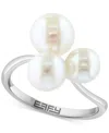 Effy Collection Effy Cultured Freshwater Pearl (6, 7, 8mm) Trio Ring In Sterling Silver In Sterling Silver
