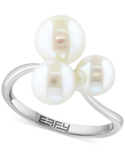 Effy Collection Effy Cultured Freshwater Pearl (6, 7, 8mm) Trio Ring In Sterling Silver