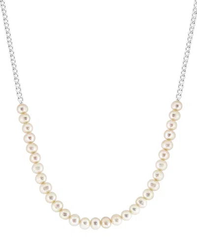 Effy Collection Effy Cultured Freshwater Pearl (6mm) & Cable Chain Collar Necklace In Sterling Silver, 18" + 1" Exte