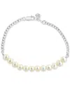 Effy Collection Effy Cultured Freshwater Pearl (6mm) Curb Link Chain Bracelet In Sterling Silver In Sterling Silver