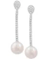 Effy Collection Effy Cultured Freshwater Pearl (8mm) & Diamond (3/8 Ct. T.w.) Linear Drop Earrings In 14k White Gold In Gold