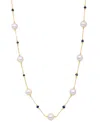 Effy Collection Effy Cultured Freshwater Pearl (8mm) & Sapphire (2-1/10 Ct. T.w.) 18" Collar Necklace In 14k Gold In Gold