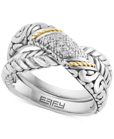 Effy Collection Effy Diamond (1/20 Ct. T.w.) Crossover Ring In Sterling Silver & 18k Gold-plate In Multi