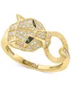 Effy Collection Effy Diamond (1/4 Ct. T.w.) & Tsavorite Accent Jaguar Ring In 14k Gold In Gold