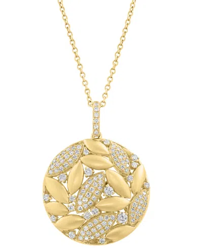 Effy Collection Effy Diamond & Polished Navette Cluster Pendant Necklace (1/2 Ct. T.w.) In 14k Gold, 17" + 1" Extend