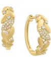 Effy Collection Effy Diamond & Polished Navette Small Hoop Earrings (1/5 Ct. T.w.) In 14k Gold, 0.7"