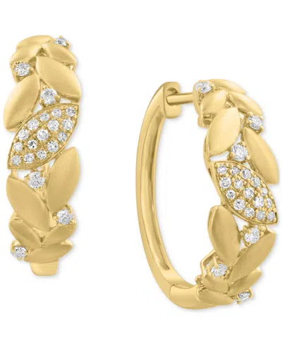 Effy Collection Effy Diamond & Polished Navette Small Hoop Earrings (1/5 Ct. T.w.) In 14k Gold, 0.7"