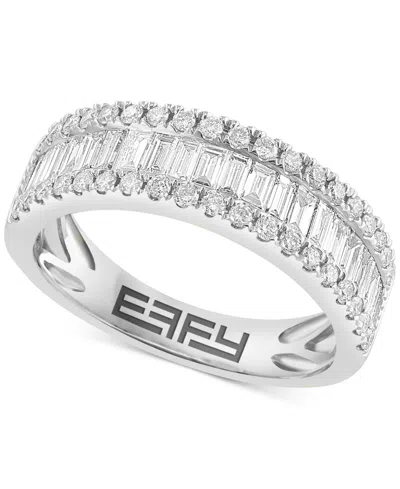 Effy Collection Effy Diamond Baguette & Round Band (7/8 Ct. T.w.) In 14k White Gold (also Available In 14k Gold) In Silver