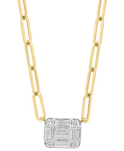 Effy Collection Effy Diamond Baguette & Round Cluster Pendant Necklace (3/8 Ct. T.w.) In 14k Gold, 16-3/4" + 1-1/4" 