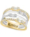 EFFY COLLECTION EFFY DIAMOND BAGUETTE & ROUND MULTIROW STATEMENT RING (3/4 CT. T.W.) IN 14K TWO-TONE GOLD
