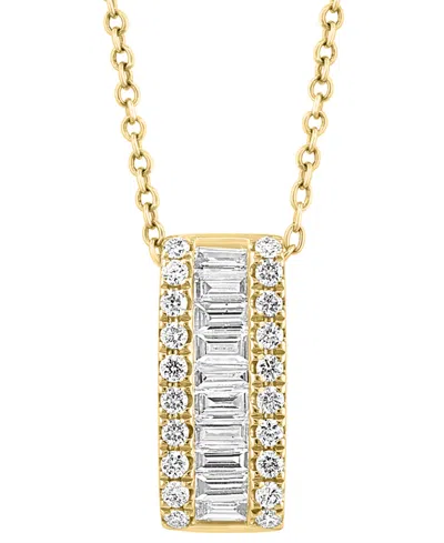 Effy Collection Effy Diamond Baguette & Round Vertical Bar 18" Pendant Necklace (1/2 Ct. T.w.) In 14k Gold (also Ava