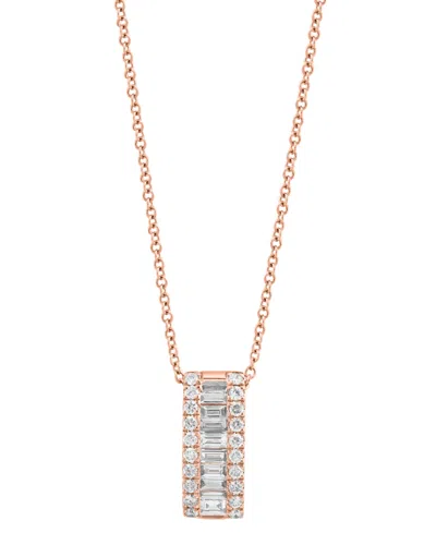 Effy Collection Effy Diamond Baguette & Round Vertical Bar 18" Pendant Necklace (1/2 Ct. T.w.) In 14k Gold (also Ava In Rose Gold