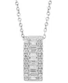 Effy Collection Effy Diamond Baguette & Round Vertical Bar 18" Pendant Necklace (1/2 Ct. T.w.) In 14k Gold (also Ava In Silver