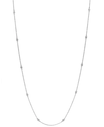 Effy Collection Effy Diamond Bezel Station 18" Collar Necklace (1/6 Ct. T.w.) In Sterling Silver