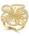 Effy Collection Effy Diamond Border Openwork Flower Statement Ring (3/8 Ct. T.w.) In 14k Gold