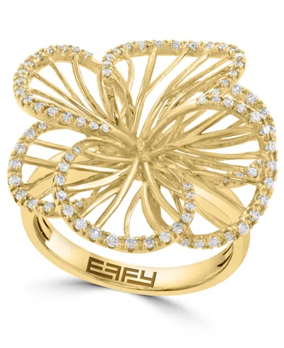 Effy Collection Effy Diamond Border Openwork Flower Statement Ring (3/8 Ct. T.w.) In 14k Gold