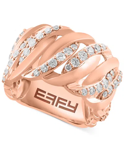 Effy Collection Effy Diamond Chain Link Inspired Statement Ring (7/8 Ct. T.w.) In 14k Rose Gold In Rose Gld
