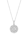 Effy Collection Effy Diamond Circle Cluster 18" Pendant Necklace (1-1/4 Ct. T.w.) In 14k White Gold In White Gold