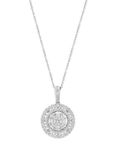 Effy Collection Effy Diamond Circle Cluster 18" Pendant Necklace (1-1/4 Ct. T.w.) In 14k White Gold