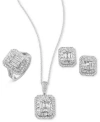 Effy Collection Effy Diamond Cluster Ring Necklace Earring Collection In 14k White Gold In White Gold
