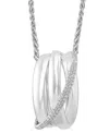 Effy Collection Effy Diamond Coil Crossover 18" Pendant Necklace (1/4 Ct. T.w.) In Sterling Silver In Sterling Silver