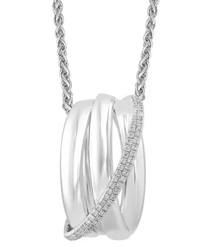Effy Collection Effy Diamond Coil Crossover 18" Pendant Necklace (1/4 Ct. T.w.) In Sterling Silver