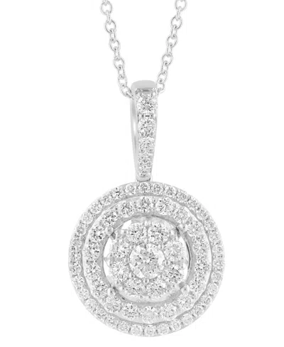 Effy Collection Effy Diamond Concentric Circle 18" Pendant Necklace (3/4 Ct. T.w.) In 14k White Gold In Metallic