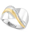 Effy Collection Effy Diamond Crossover Statement Ring (1/10 Ct. T.w.) In Sterling Silver & 14k Gold-plate In Sterling Silver