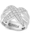 Effy Collection Effy Diamond Crossover Statement Ring (5/8 Ct. T.w.) In Sterling Silver In Silver