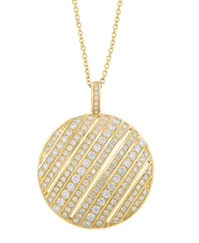 Effy Collection Effy Diamond Diagonal Disc 18" Pendant Necklace (1-3/8 Ct. T.w.) In 14k Gold
