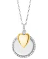 Effy Collection Effy Diamond Disc & Heart Two Charm 18" Pendant Necklace (1/4 Ct. T.w.) In Sterling Silver & Gold-pl In Gold Plated Silver