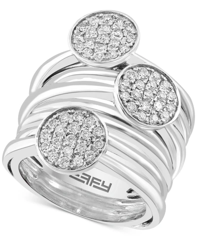 Effy Collection Effy Diamond Disc Cluster Multirow Statement Ring (5/8 Ct. T.w.) In Sterling Silver In Yellow Gol