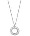 Effy Collection Effy Diamond Double Circle 18" Pendant Necklace (1/10 Ct. T.w.) In Sterling Silver In Sterling Silver