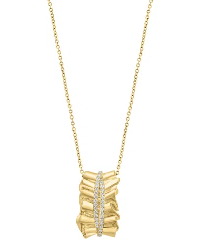 Effy Collection Effy Diamond Double Row Wavy 18" Pendant Necklace (1/5 Ct. T.w.) In 14k Gold In Yellow Gol