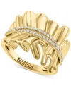 Effy Collection Effy Diamond Double Row Wavy Statement Ring (1/4 Ct. T.w.) In 14k Gold In Yellow Gol