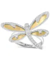 Effy Collection Effy Diamond Dragonfly Ring (1/2 Ct. T.w.) In 14k Two-tone Gold In Gold Over Silver