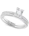 Effy Collection Effy Diamond Emerald-shaped Cluster Bridal Set (3/8 Ct. T.w.) In 14k White Gold In White Gold