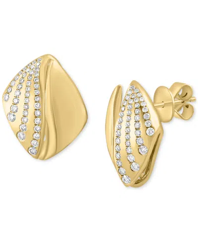 Effy Collection Effy Diamond Fan Design Square Stud Earrings (1/2 Ct. T.w.) In 14k Gold In Yellow Gol