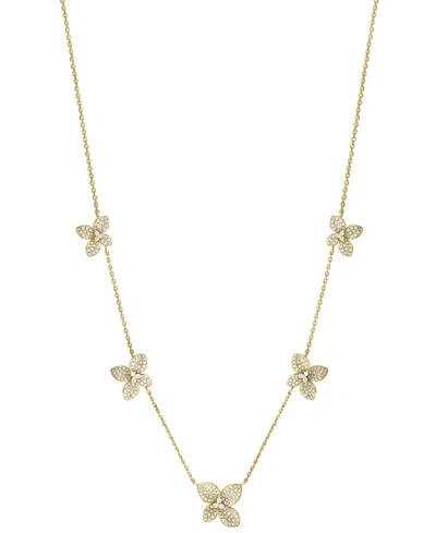 Effy Collection Effy Diamond Five Flower 18" Collar Necklace (1-3/8 Ct. T.w.) In 14k Gold In Yellow Gol
