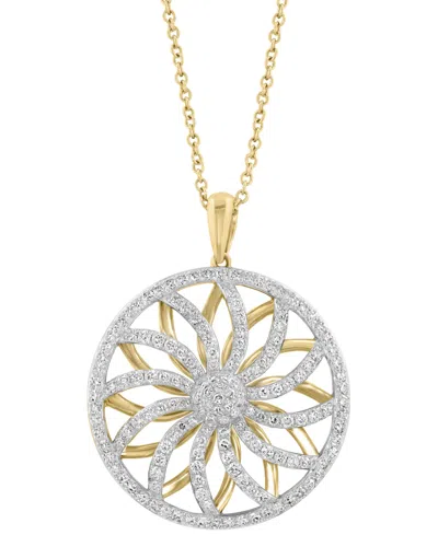 Effy Collection Effy Diamond Floral Wheel Pendant Necklace (3/4 Ct. T.w.) In 14k Gold, 17" + 1" Extender