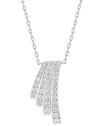 Effy Collection Effy Diamond Graduated Curved Bar Pendant Necklace (1/2 Ct. T.w.) In 14k White Gold, 16" + 2" Extend
