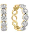 Effy Collection Effy Diamond Halo & Open Circle Small Hoop Earrings (1/2 Ct. T.w.) In 14k Two-tone Gold, 0.625" In Ylw,wht Go