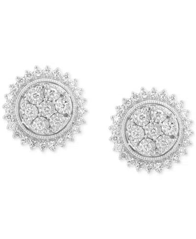 Effy Collection Effy Diamond Halo Cluster Stud Earrings (1/2 Ct. T.w.) In 14k White Gold In Silver