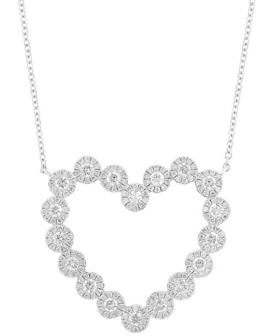 Effy Collection Effy Diamond Halo Open Heart 18" Pendant Necklace (1-1/6 Ct. T.w.) In 14k White Gold