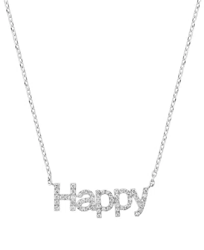 Effy Collection Effy Diamond Happy 18" Pendant Necklace (1/5 Ct. T.w.) In Sterling Silver In Yellow Gol