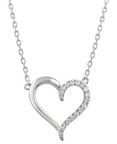 Effy Collection Effy Diamond Heart 18" Pendant Necklace (1/8 Ct. T.w.) In Sterling Silver Or Gold-plated Sterling Si