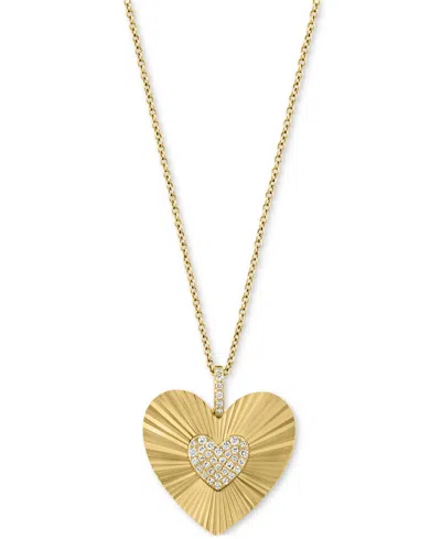 Effy Collection Effy Diamond Heart Cluster Sunray 18" Pendant Necklace (1/6 Ct. T.w.) In 14k Gold In Yellow Gol