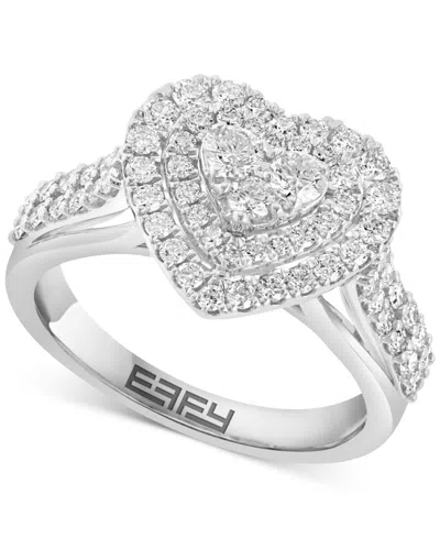 Effy Collection Effy Diamond Heart Halo Cluster Ring (1-1/20 Ct. T.w.) In 14k White Gold