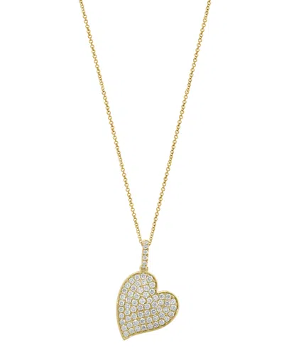 Effy Collection Effy Diamond Heart Pave 18" Pendant Necklace (3/4 Ct. T.w.) In 14k Gold In Yellow Gol